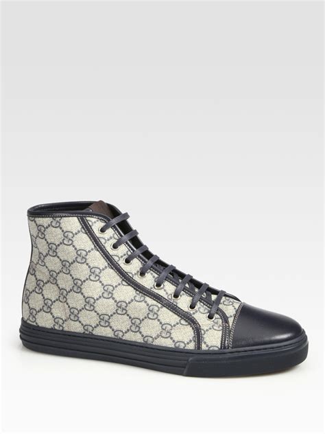 gucci mens high-top lace-up sneakers|Gucci monogram high top sneakers.